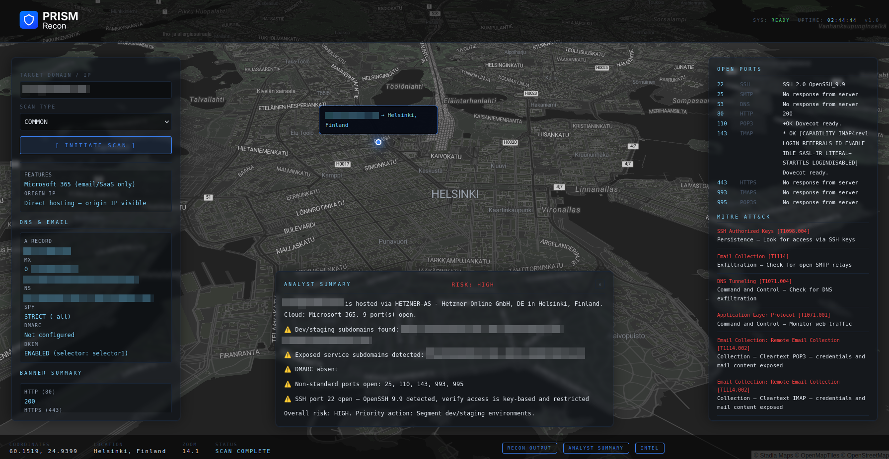 PRISM Recon scan — Helsinki
